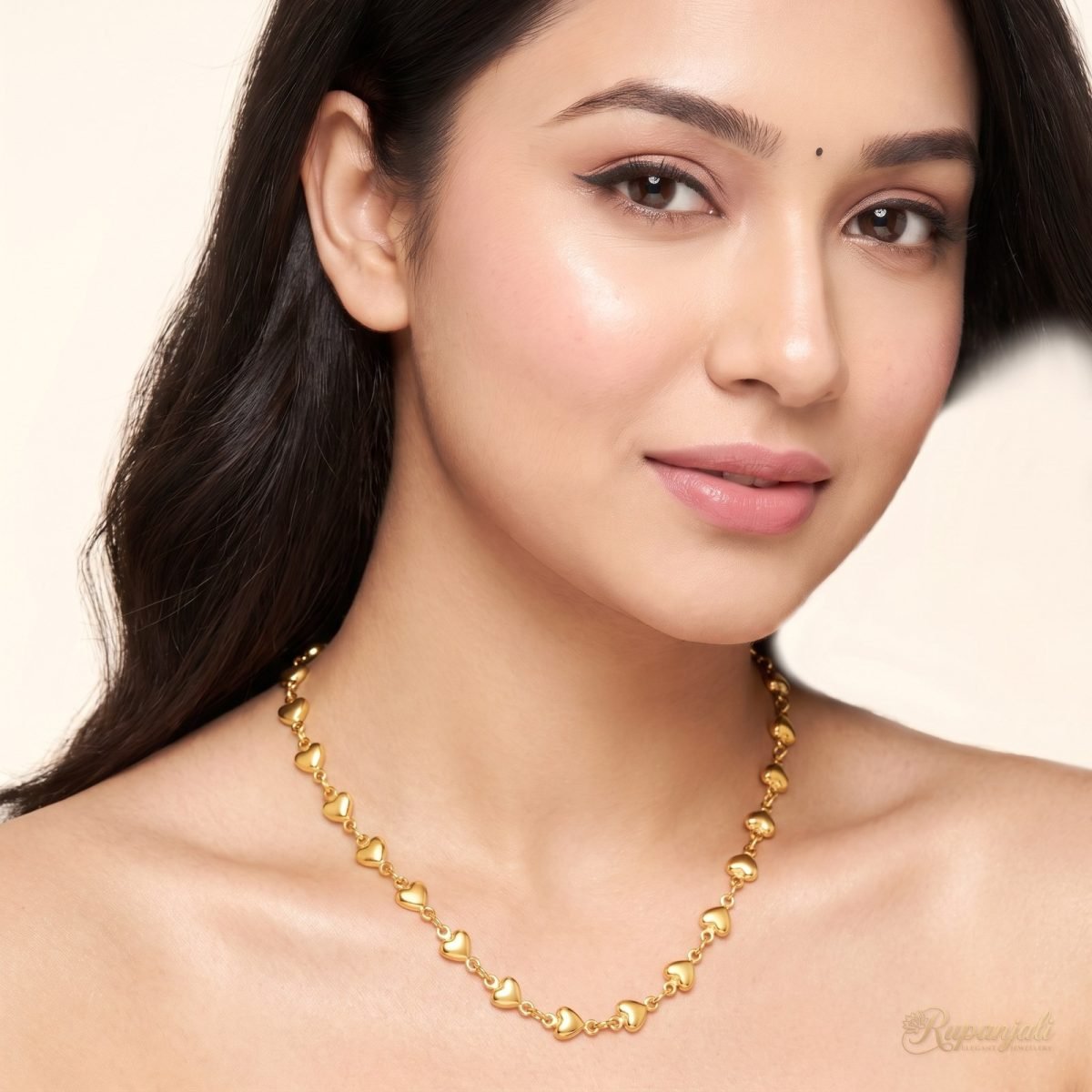 Gold Heart Link Chain Necklace — 18K Plated Linked Hearts 5