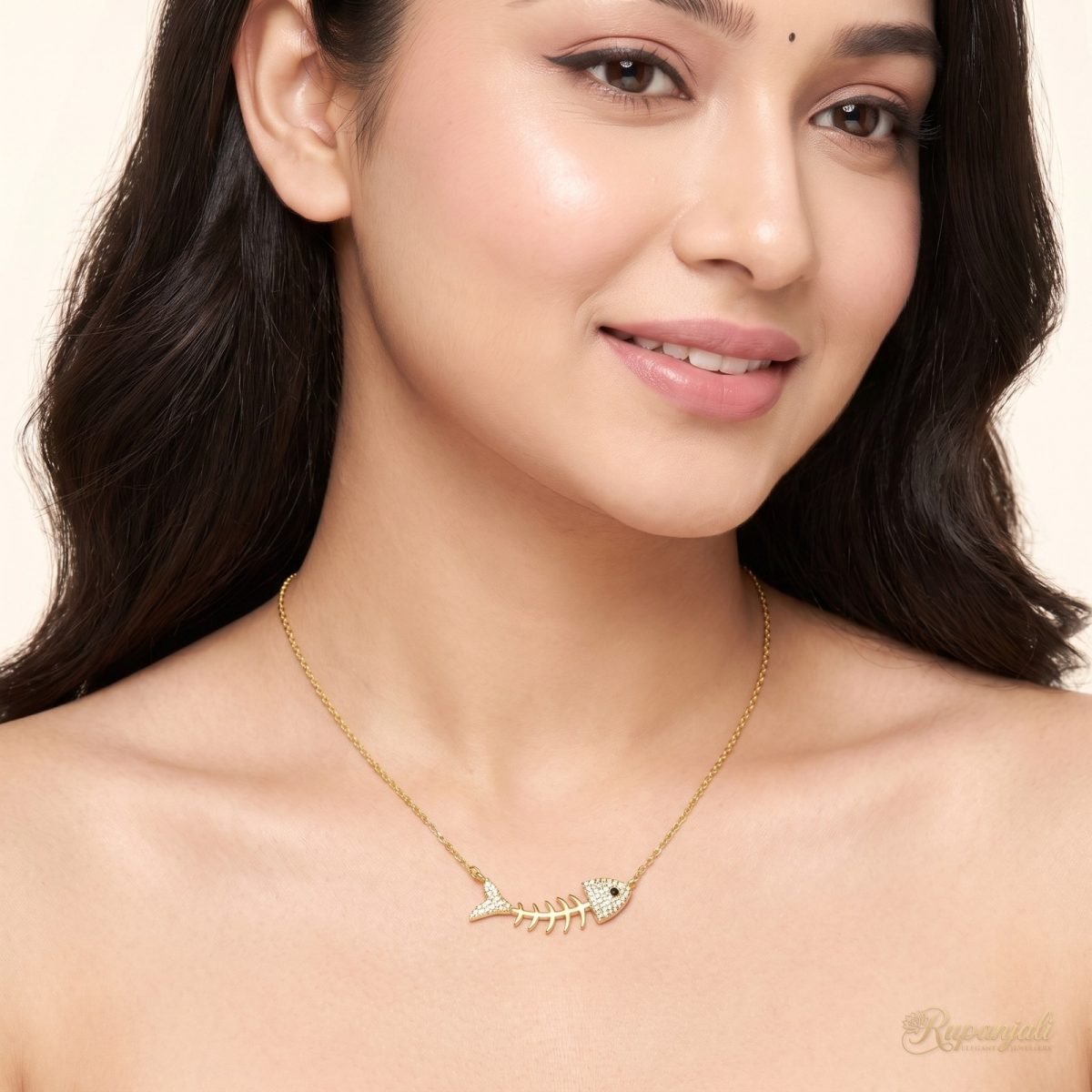 Fishbone Pendant Necklace — Pave Zircon Clavicle Chain 5