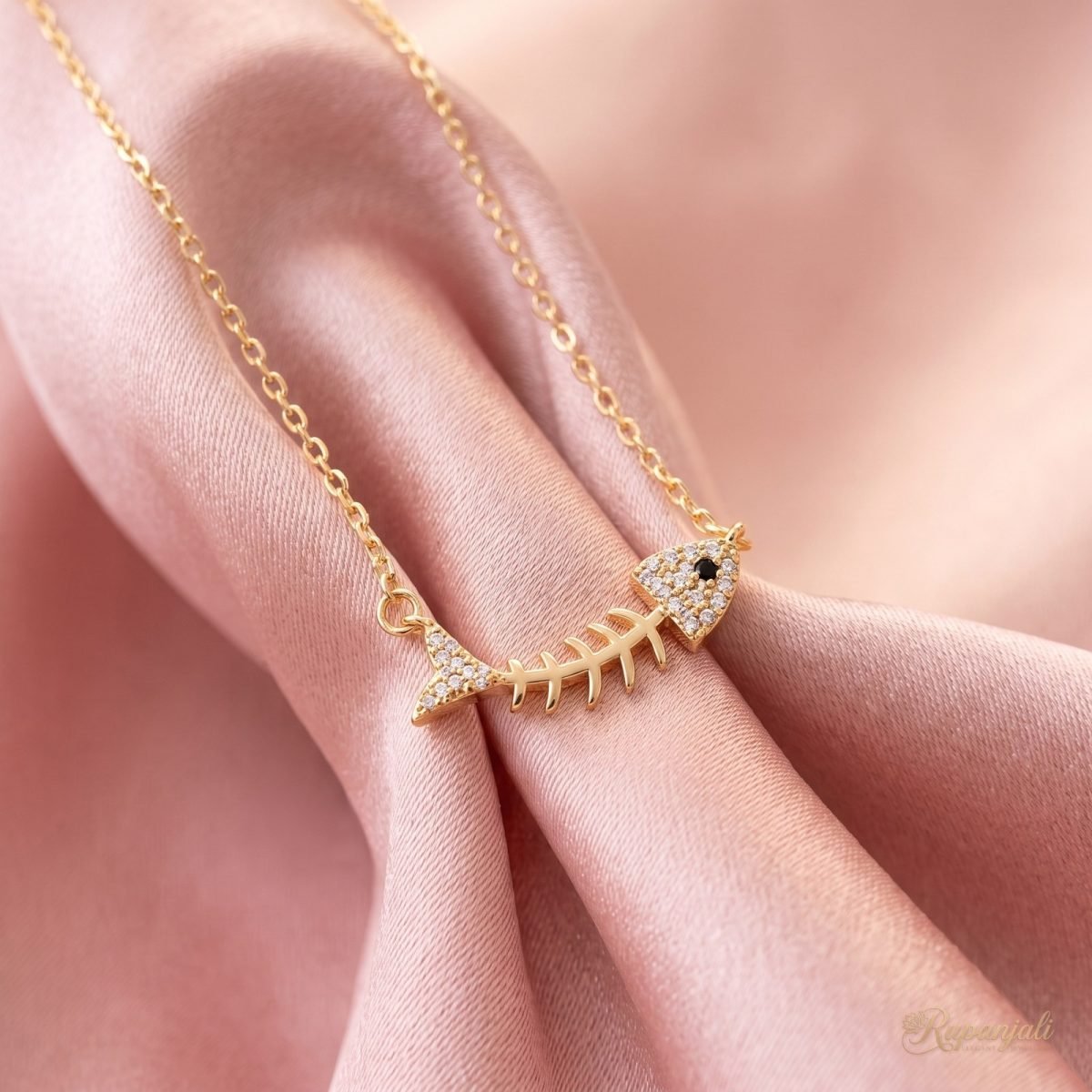 Fishbone Pendant Necklace — Pave Zircon Clavicle Chain 4