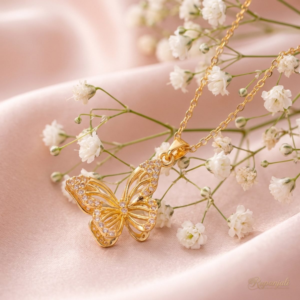 Zircon Butterfly Necklace — Openwork Wings 3