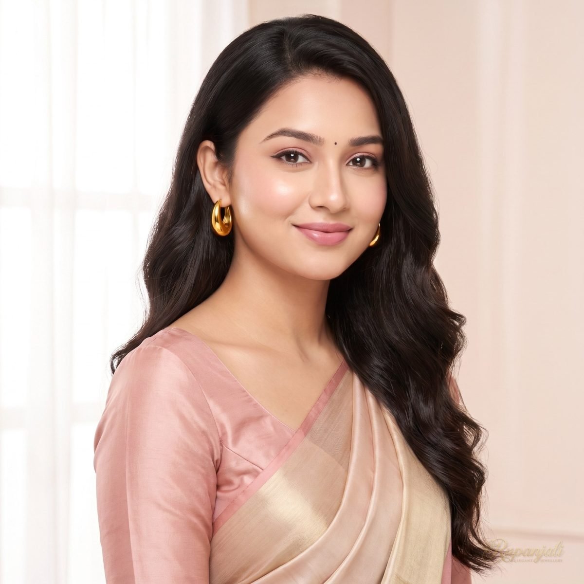 Gold U-Shape Huggie Hoop Earrings for Women — Chunky Dome 6