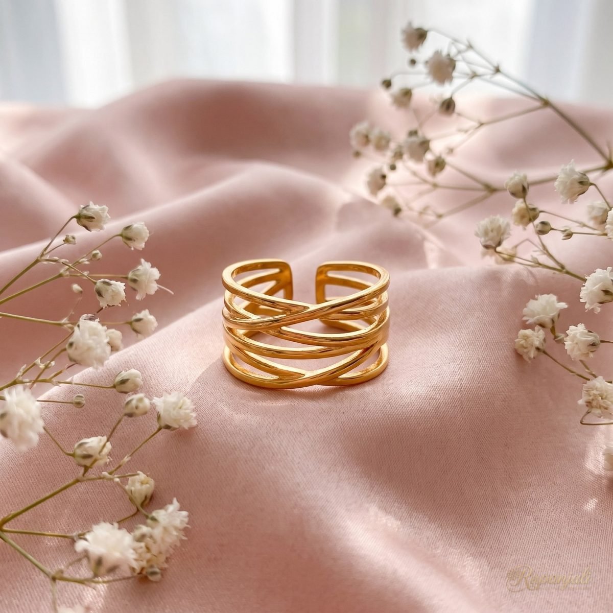 Gold Irregular Coil Open Ring — Airy Wire Lattice 3