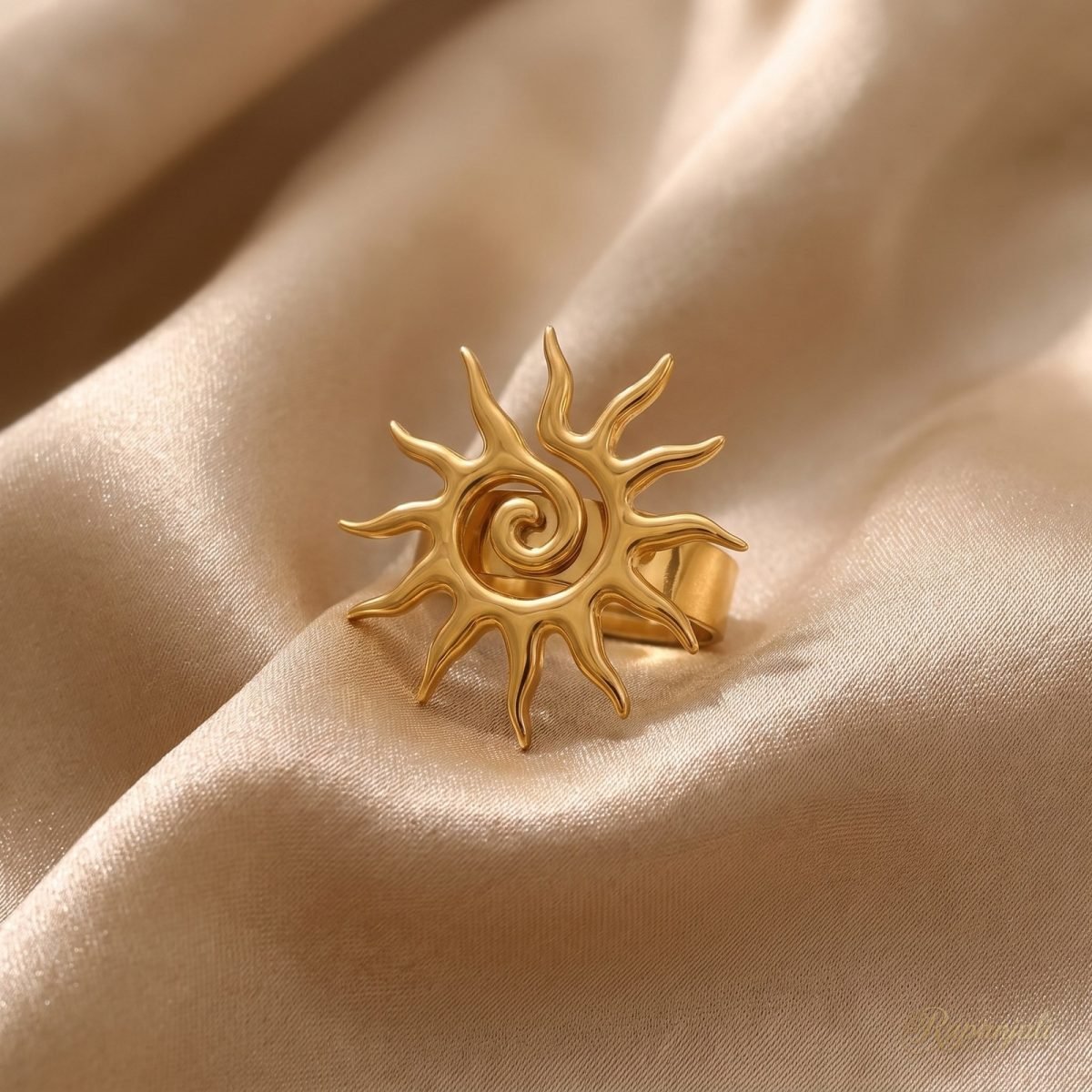 Vintage Sun Open Ring — Bold Spiral Statement 1