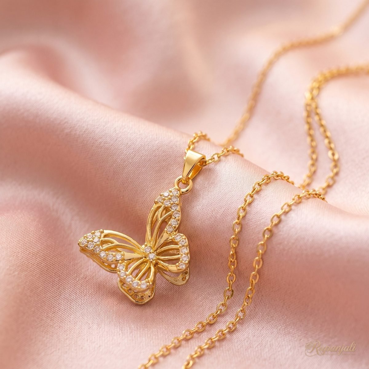 Zircon Butterfly Necklace — Openwork Wings 4