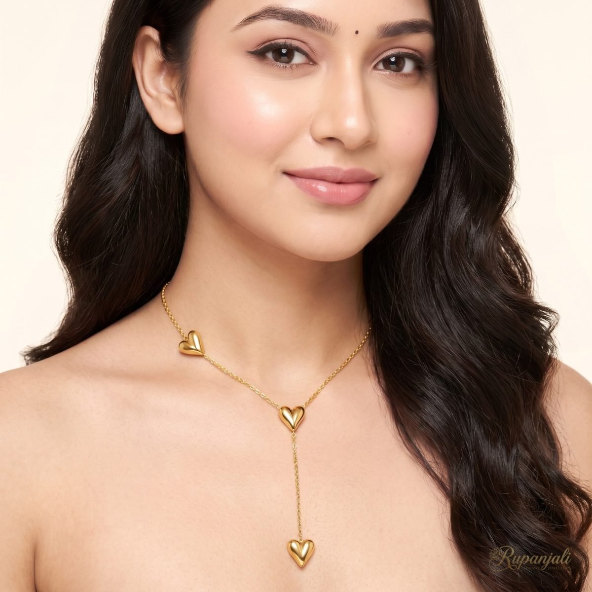Peach Heart Tassel Necklace — Trio Drop 5