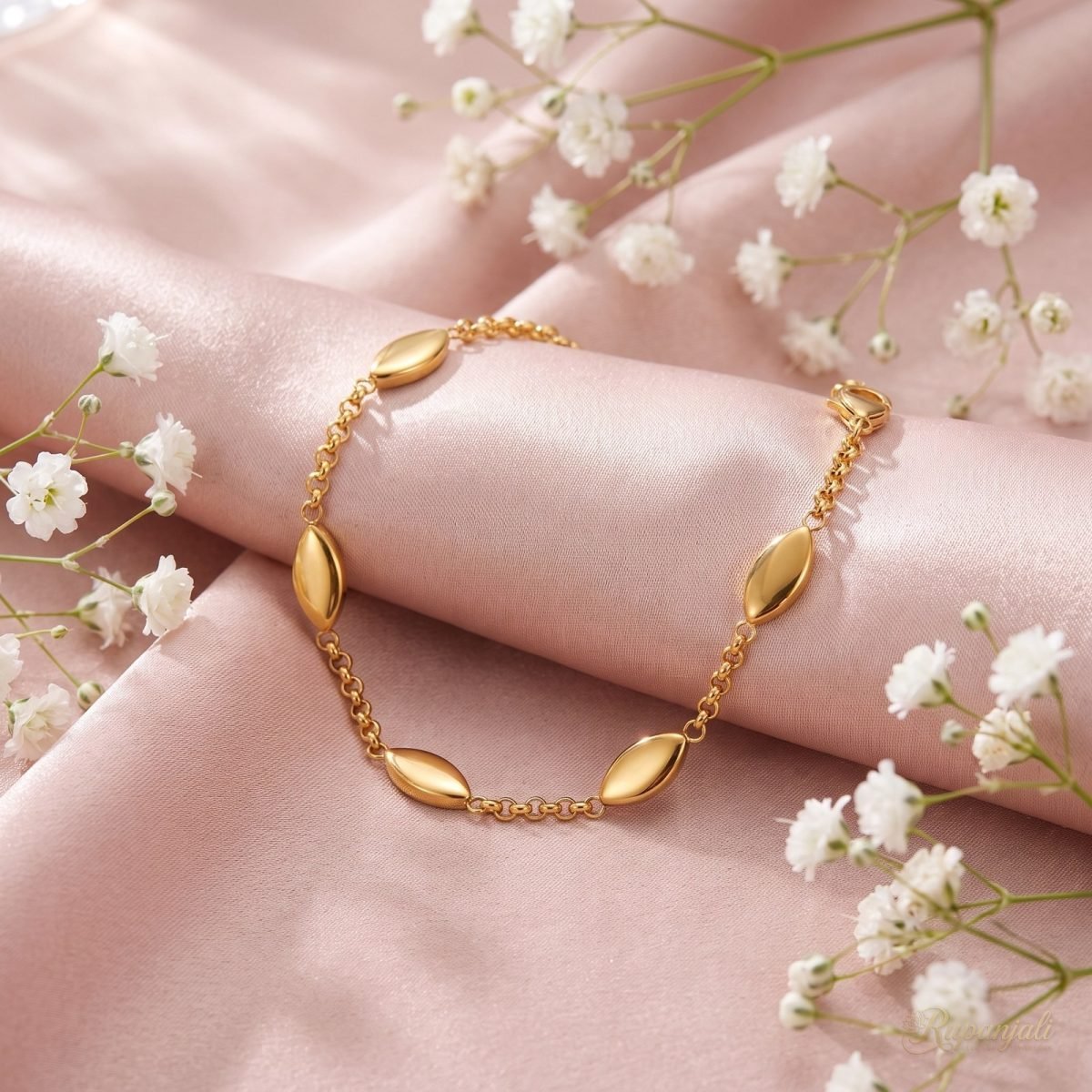 Gold Marquise Station Bracelet for Women — Glossy Geometric 3