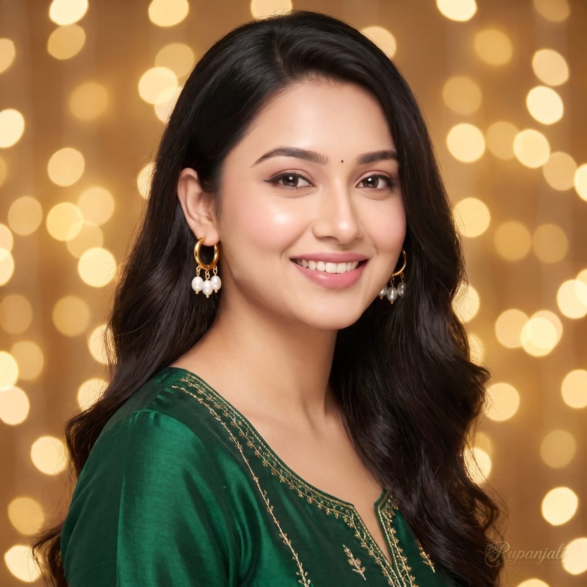 Gold Triple Pearl Hoop Earrings for Women — Freshwater Drops 7