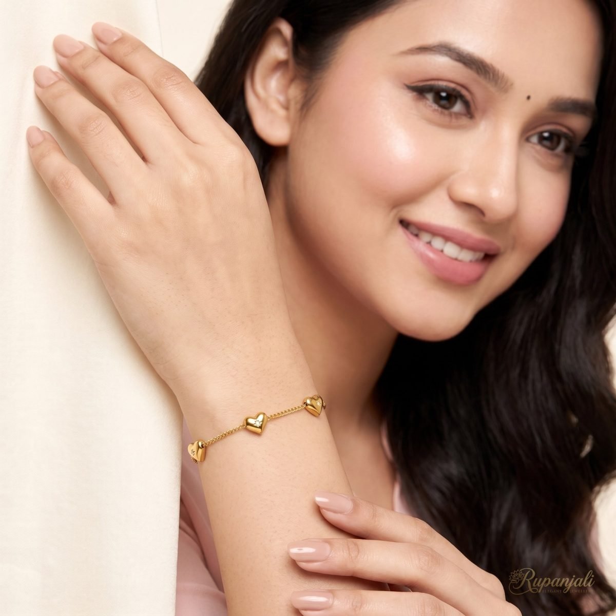 Multi Heart Station Bracelet — 18K Plated with Zircon 5