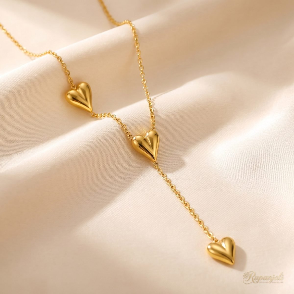 Peach Heart Tassel Necklace — Trio Drop 1