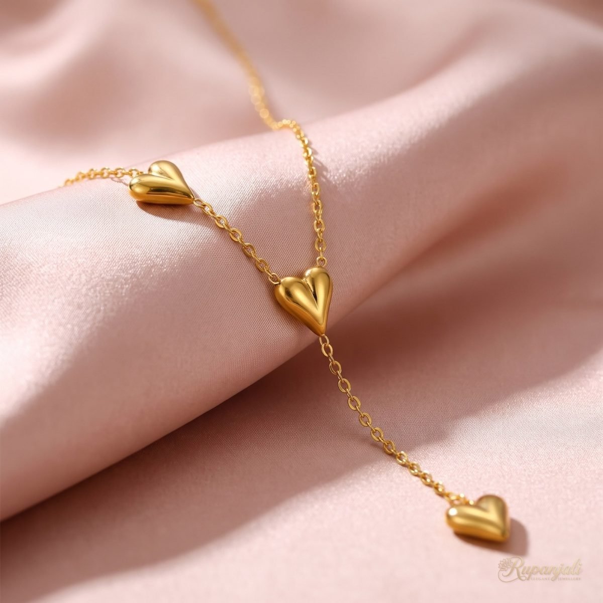 Peach Heart Tassel Necklace — Trio Drop 4