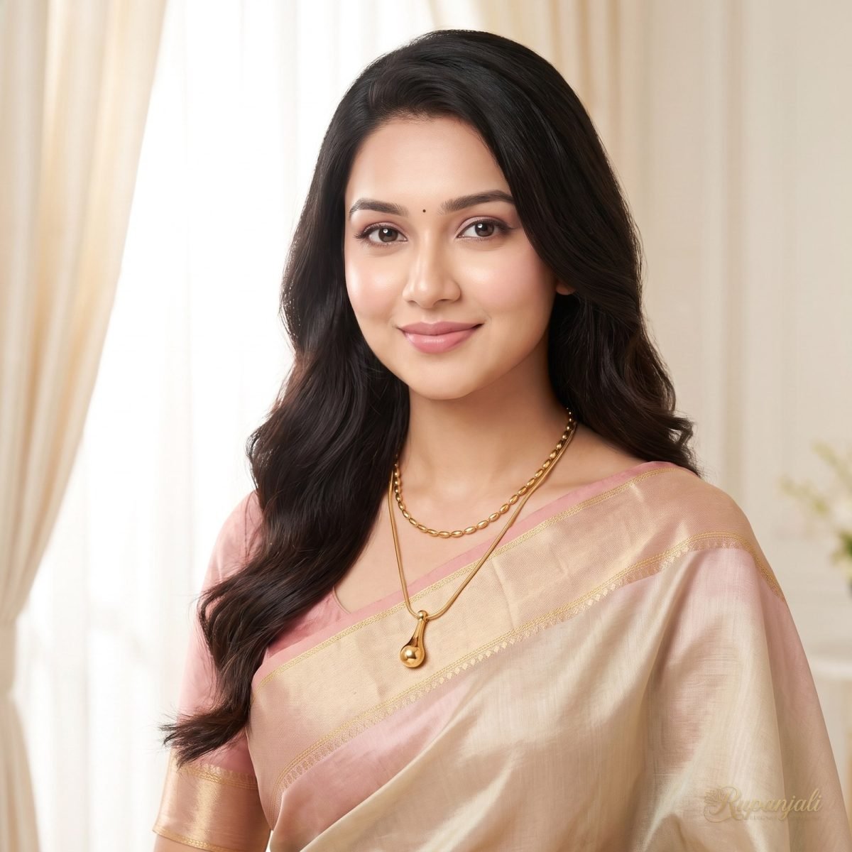 Gold Double Chain Water Drop Necklace for Women — Layered 6