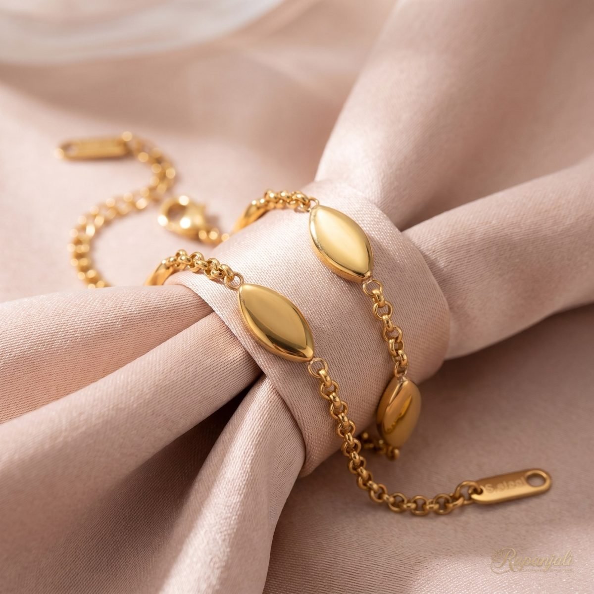Gold Marquise Station Bracelet for Women — Glossy Geometric 4