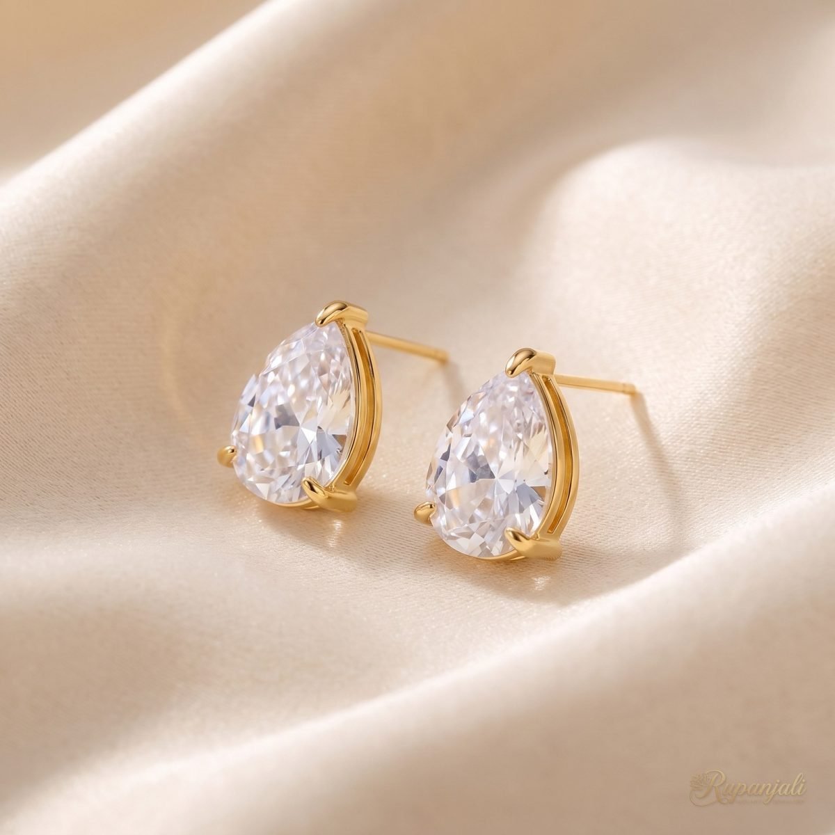 Pear Zircon Stud Earrings — Water Drop 1