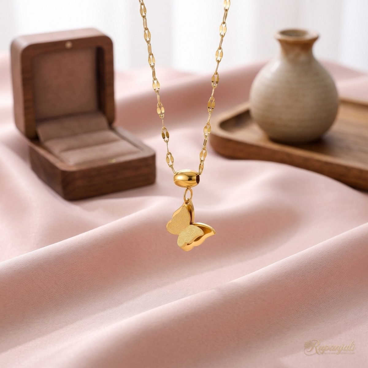 Matte Butterfly Necklace — Double Layer Pendant 2