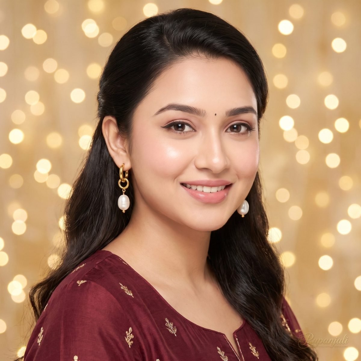Gold Freshwater Pearl Drop Earrings for Women — Huggie Hoops 7