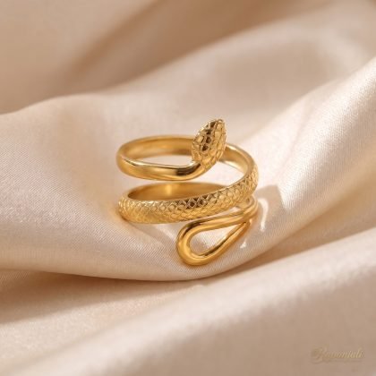 Gold Snake Wrap Ring — Adjustable Serpent Coil Statement