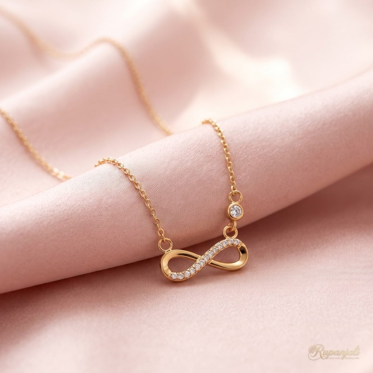 Gold Infinity Necklace with CZ — Forever Symbol Pendant 4