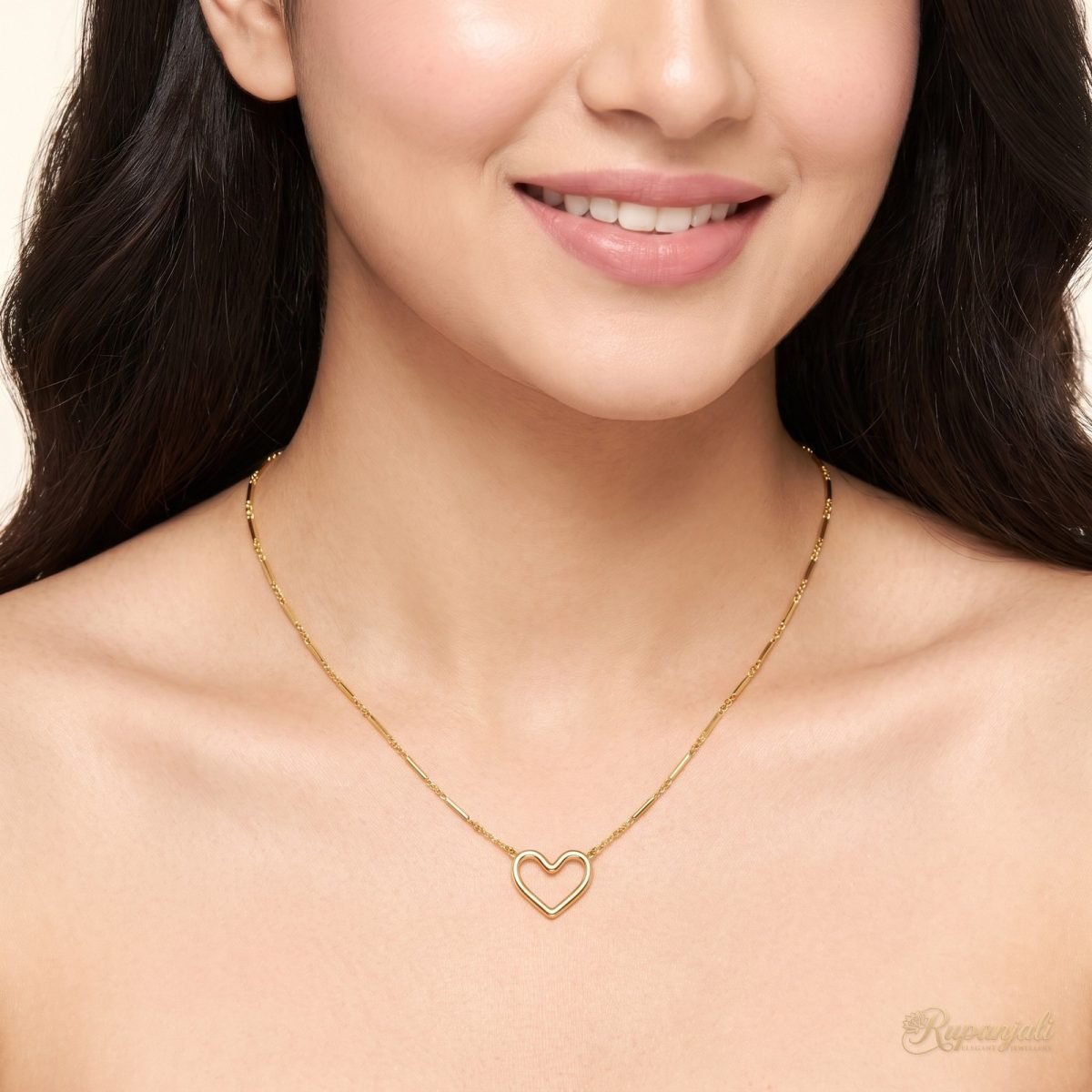 Gold Hollow Heart Necklace for Women — Dainty Clavicle Chain 5