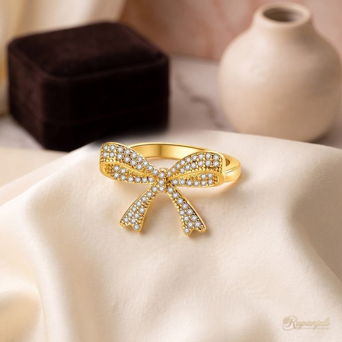 Pave Bow Ring — Sparkling Ribbon Knot 2