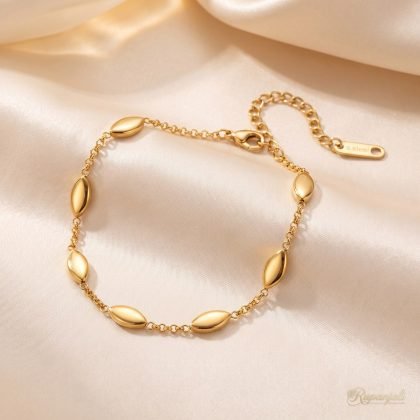 Gold Marquise Station Bracelet for Women — Glossy Geometric