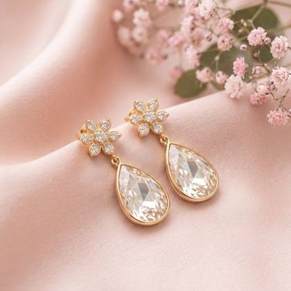 Leaf Crystal Earrings