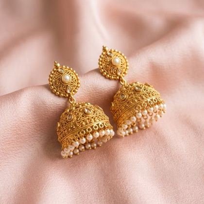 Gold Jhumka Earrings